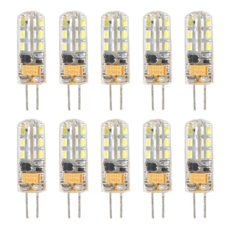 Lot de 10 ampoules LED G4 à intensité variable AC12V, ampoules cristal, blanc froid, 1,5 W, remplaçant les ampoules 24 LED. (1/5)