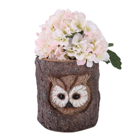 Éclairage décoratif solaire en résine simulée, hibou, éclairage décoratif de jardin avec fleur, ornement décoratif (1/5)