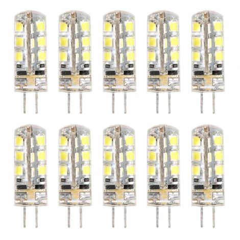 Lot de 10 ampoules LED G4 DC12V à cristal pour lampes d'intérieur, remplaçant les ampoules silicone 2835 de 2W, blanc froid (1/5)
