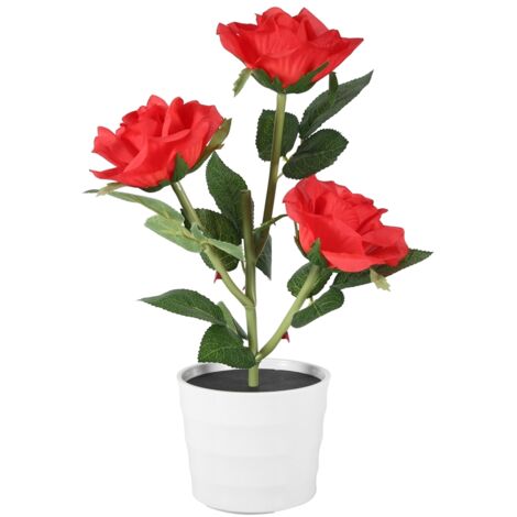 Lampe artificielle à 3 LED en forme de rose, simulation de fleur à énergie solaire, lampe LED pour bonsaï, décoration pour la maison (1/5)