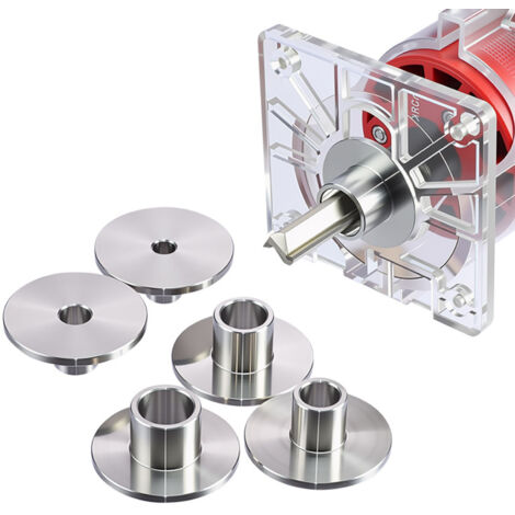Jeu de 6 bagues de guidage pour défonceuse en acier inoxydable, pour le travail du bois, disponibles en diamètres 10 mm, 12 mm, 14 mm, 16 mm, 18 mm et 20 mm.