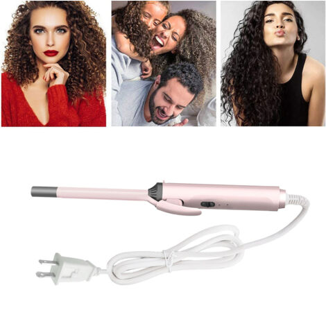 Fer à boucler miniature en céramique de 9 mm, chauffe rapidement, idéal pour les cheveux fins. 2 réglages de température, arrêt automatique, pour cheveux courts et longs. Prise US. (1/5)