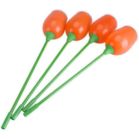 Lot de 4 lampes solaires LED en forme de tulipe, orange, pour allée, jardin, clôture et décoration extérieure. (1/2)
