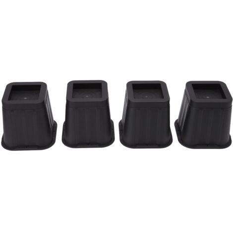 Lot de 4 rehausseurs de lit en caoutchouc pour meubles, rehausse de 12,7 cm (5 pouces), pour rangement, bureau, canapé et chaise, noir. (1/5)