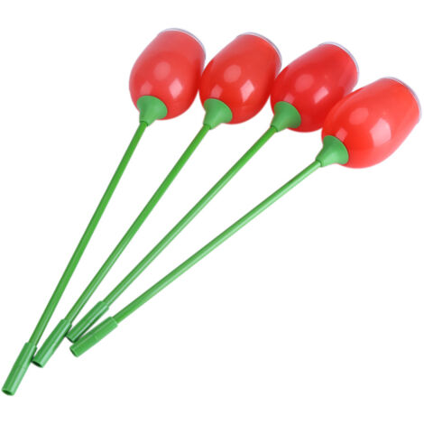 Lot de 4 lampes solaires LED en forme de tulipe, rouges, pour allée, jardin, clôture et décoration extérieure. (1/2)