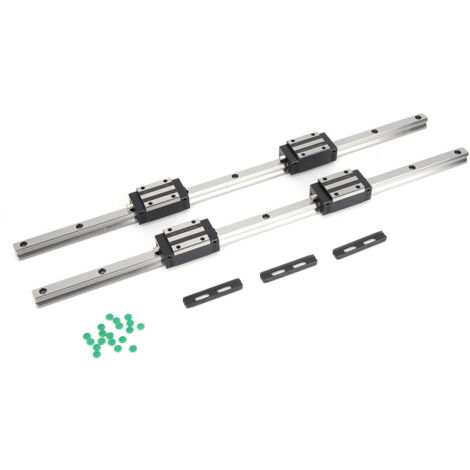 2 rails de guidage linéaires HG15-500 mm avec 4 blocs de glissement standard HGH15 noirs (1/5)