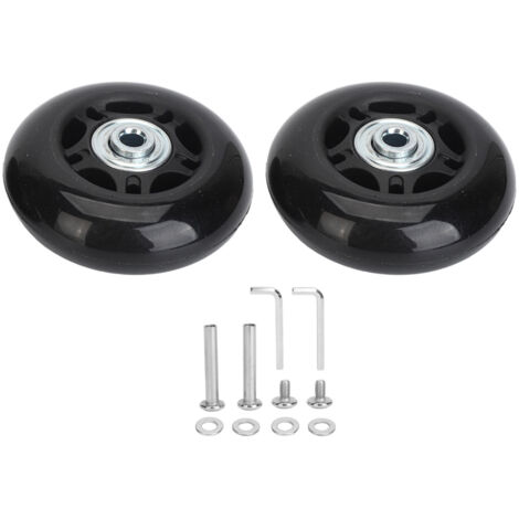 Lot de 2 roulettes de rechange universelles pivotantes en caoutchouc pour valise, avec roulements et outil d'installation (68 x 24 mm / 2,7 x 0,9 po). (1/5)