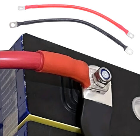 2 câbles de batterie 6AWG, câble d'onduleur de 45,7 cm (18 pouces) avec cosses en cuivre étamé de 7,9 mm (0,31 pouce) pour applications solaires, marines, camping-cars, voitures et motos, résistant à (1/5)