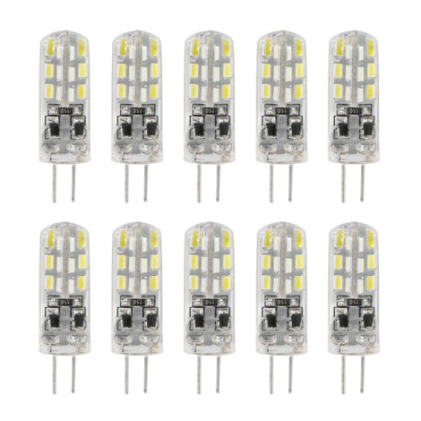 Lot de 10 ampoules LED G4 DC12V 3014 à perles cristal, éclairage d'intérieur, économie d'énergie, blanc froid, 24 LED, 1,5 W (1/5)