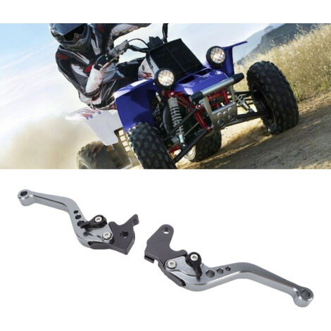 Paire de leviers de frein et d'embrayage courts réglables en alliage d'aluminium anodisé, de remplacement pour YFZ 350 Banshee 2002-2008, gris (1/3)