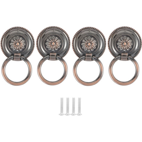 Lot de 4 poignées de porte en alliage de zinc antique pour tiroirs, placards et armoires, finition cuivre antique (1/5)