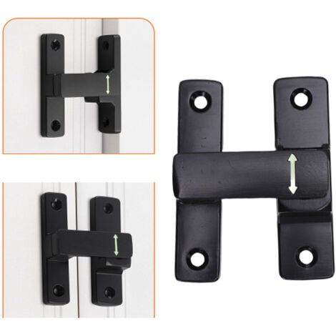 Loquet de porte de grange en alliage de zinc, verrou à charnières à 90° et 180°, pour salle de bain, garage, chambre, armoire, jardin, noir (1/4)
