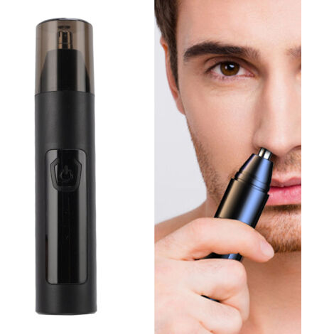 Tondeuse à poils de nez électrique rotative à 360° en forme de stylo pour hommes et femmes, noire (1/5)