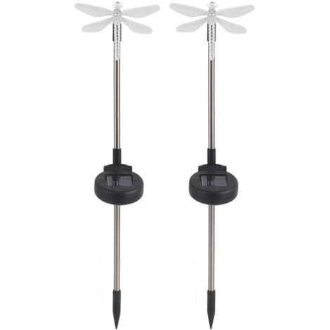 2 pièces/ensemble Lampe solaire LED unique en forme de libellule, couleur changeante, lampe de jardin à piquer dans le sol, décoration (1/5)