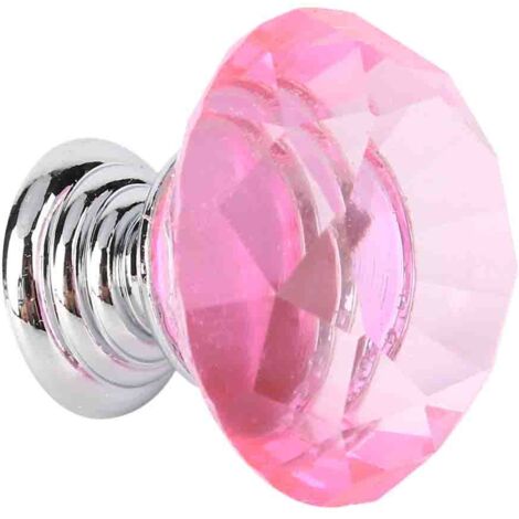 Lot de 10 boutons de porte en verre cristal rose de 30 mm pour tiroirs, placards de cuisine (Australie) (1/5)