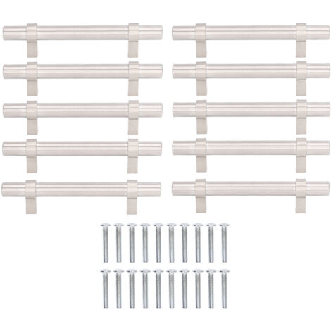Lot de 10 poignées de meuble en acier inoxydable 201, creuses, design moderne, durables et très dures, pour tiroirs. (1/5)