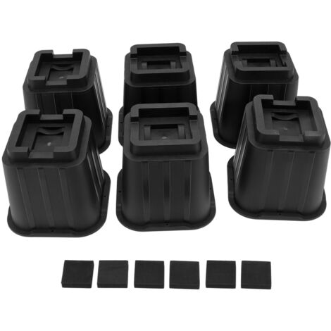 Lot de 6 rehausseurs de meubles multifonctions de 12,7 cm (5 pouces) de hauteur, en plastique noir, pour pieds de meubles de bureau ou de maison. (1/5)