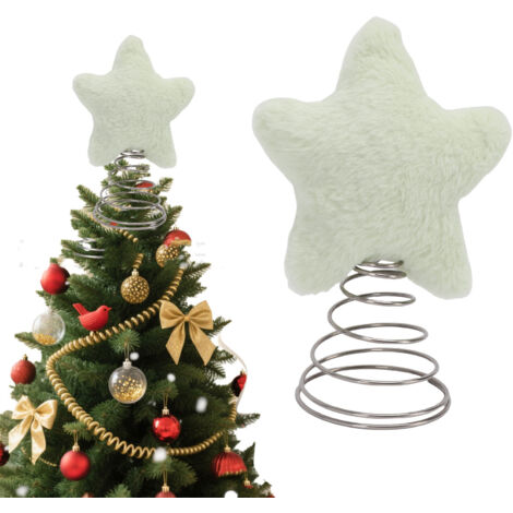 Étoile de Noël en peluche adorable, verte, pour décorer le sapin, la maison ou le bureau pendant les fêtes. (1/4)