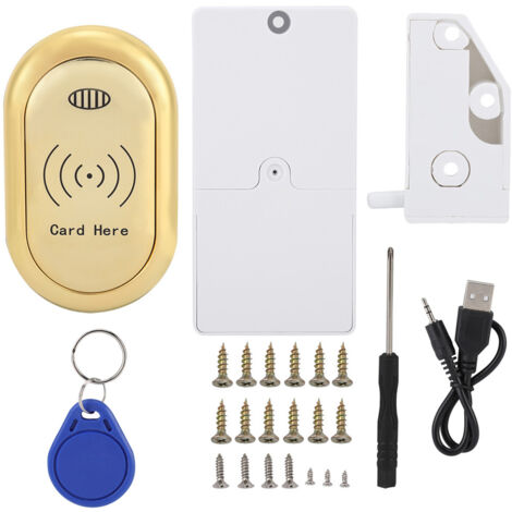 Serrure électronique pour armoire, serrure à carte à bouton intelligent (dorée) (1/5)