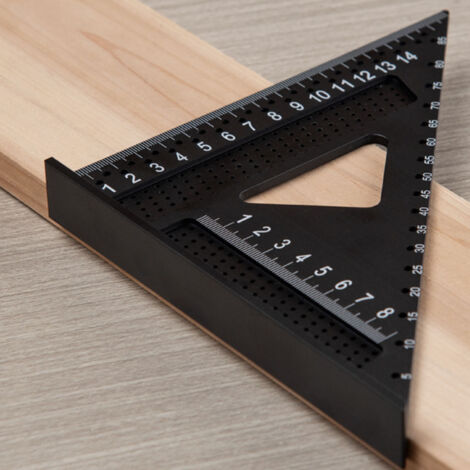 Équerre triangulaire de 18 cm (7 pouces) à plusieurs trous, angle de 90°, pour charpentier et construction, en alliage d'aluminium. (1/5)
