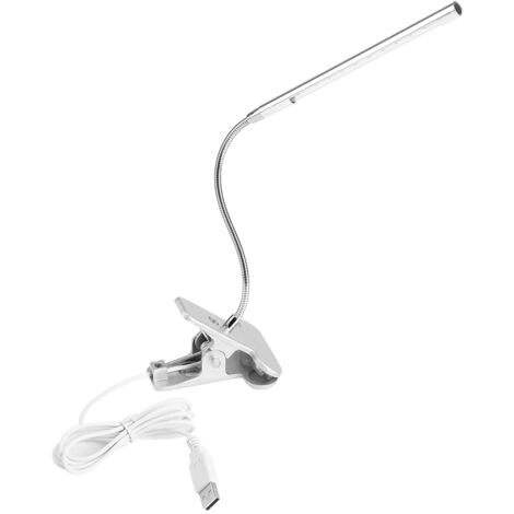 Lampe de bureau LED tactile rechargeable USB, avec pince flexible, couleur argent. (1/3)