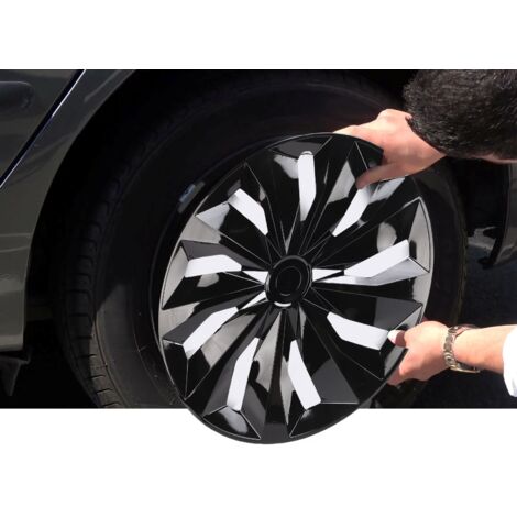 Lot de 4 enjoliveurs de roue 16 pouces ABS R16 universels pour voitures, camions et SUV, noirs