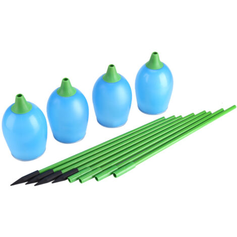 Lot de 4 lampes solaires LED en forme de tulipe, bleues, pour allée, jardin ou clôture extérieure. (1/5)