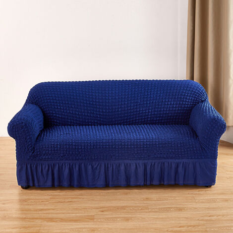 Ensemble de 3 housses de canapé avec ourlet élastique, en polyester polyuréthane, toutes saisons, enveloppantes, pour canapé 1 place, 2 places et 3 places, bleu marine (1/5)