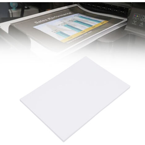 100 feuilles de papier autocollant A4 (21 x 29,7 cm) blanches, imprimables avec une imprimante jet d'encre, pour les loisirs créatifs. (1/4)