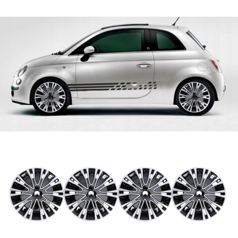 Lot de 4 enjoliveurs de jante 14 pouces, design élégant à clipser, R14, pour Citroën AX, argent et noir.