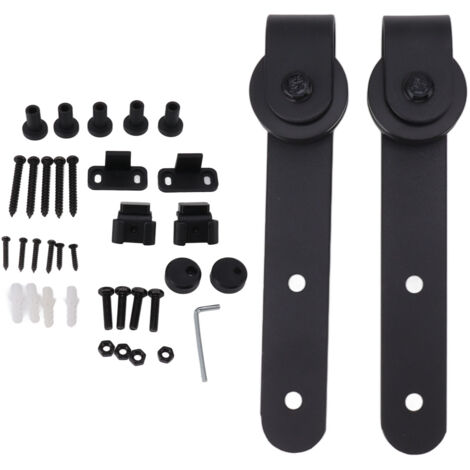 Kit de quincaillerie en acier au carbone pour porte de grange coulissante, quincaillerie pour rail de suspension de porte de grange pour armoires (1/5)