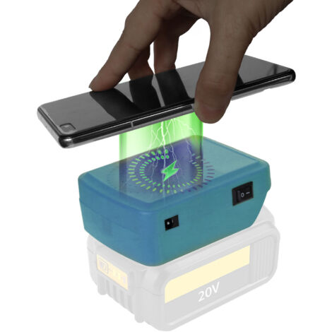 Chargeur de téléphone sans fil avec adaptateur secteur compatible avec les batteries PARKSIDE X20V TEAM PAP20A1, PAP20A3, PAP20B1 et PAP20B3 dotées de ports USB de type C et d'alimentation CC. (1/5)