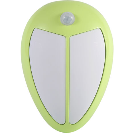 Veilleuse murale LED sans fil à détecteur de mouvement infrarouge, applique murale pour chambre, coque verte, lumière blanche (1/5)