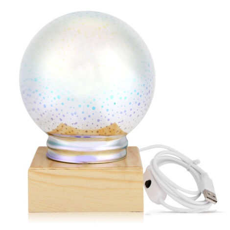 3 styles de veilleuses LED 3D en verre en forme de boule, lampe USB, cadeau, décoration de bureau, feux d'artifice (1/5)
