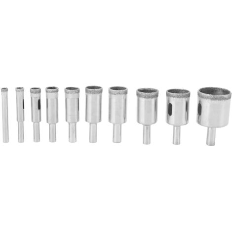 Kit de 10 forets diamantés en alliage pour carrelage, céramique, verre, plâtre, bois, marbre et granit (1/5)