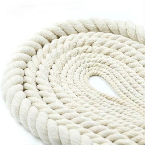 Corde en coton épais (20 mm) et 10 mètres de filet floral blanc avec des boucles souples. (1/5)