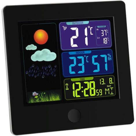 noirStation météo sans fil,Prévisions météorologiques avec écran couleur Contrôle du climat intérieur (1/5)
