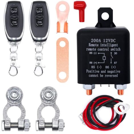 Disjoncteur de batterie DC 12 V 200 A avec télécommande, interrupteur de batterie de voiture, interrupteur principal pour pompe à eau, relais de coupure de batterie (1/4)
