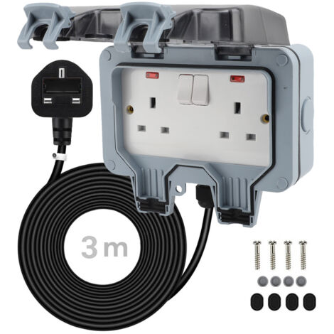 Prise électrique extérieure murale IP66 avec interrupteur et lumière indicateur (1/5)