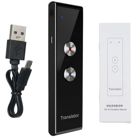 Traducteur Vocal Portable T8+ avec App 97 Langues, Interprétation Simultanée, Bluetooth, Aluminium, 3h Batterie