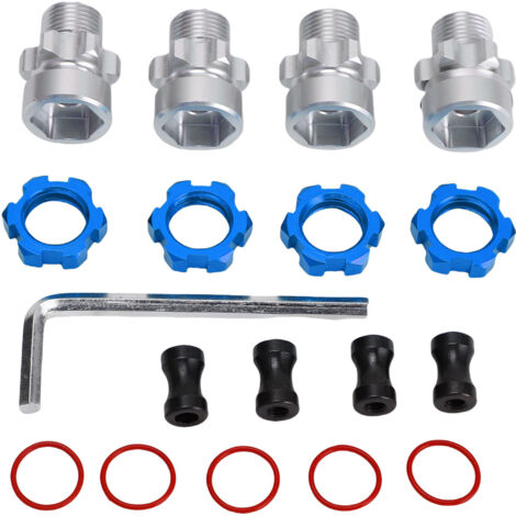 Adaptateur de Roue Hexagonale 12mm à 17mm Spline pour Traxxas Slash 2WD Métal Bleu (1/4)