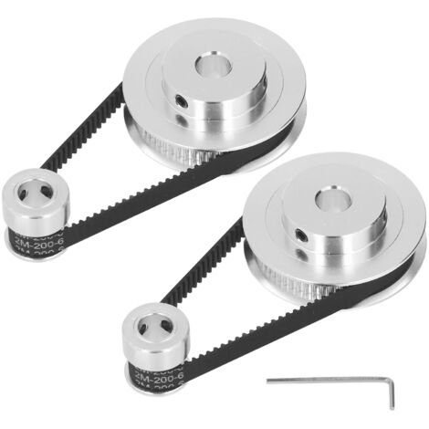 Poulies synchrones GT2 aluminium avec 2 courroies 200mm pour imprimantes 3D CNC (1/5)