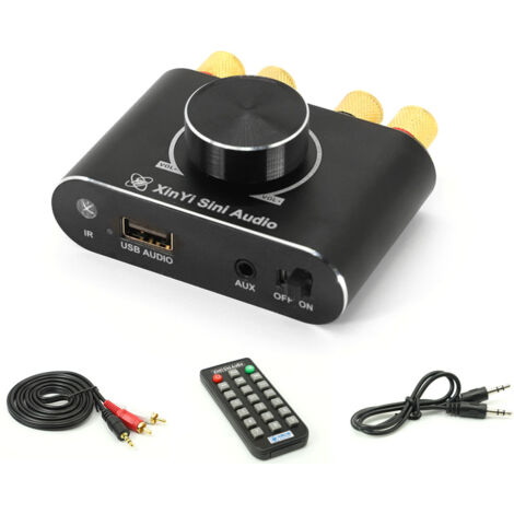 Amplificateur Audio Portable 50W+50W BT 5.1 Noir/ Rouge Aluminium Contrôle App/Télécommande Multi Usage Voiture Maison (1/4)