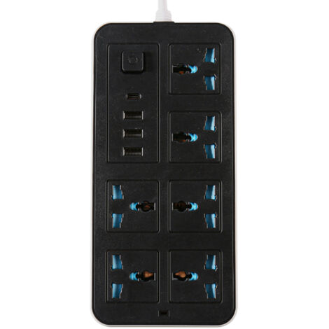 Multiprise Intelligente 6 Prises Surge Protection + 3 Ports USB + 1 Port Type-C, Matière ABS/Cuivre, Coloris Noir/Blanc (1/5)