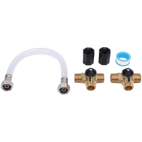 Kit de Contournement du Chauffe-Eau pour Camping-Car avec Tuyau Renforcé de 30cm et Valves en Cuivre Té 1/2 NPT (1/5)