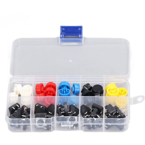 Interrupteur Tactile Bouton-Poussoir Momentané SMD 12x12mm avec Cap - Pack de 25 Pièces ABS et Métal pour Électronique DIY (1/5)