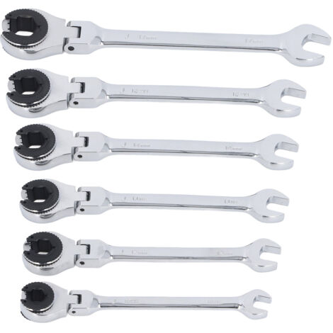 Jeu de 6 Cliquets Flexibles Métriques 10-17mm Cr-V Steel pour Conduites de Frein/Climatisation (1/5)