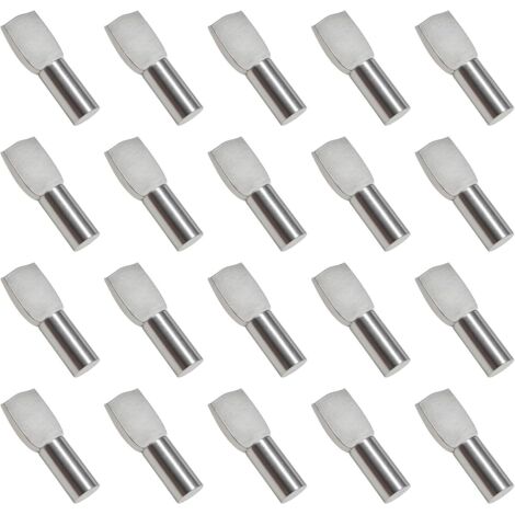 20Pcs Taquet Etagere,Support d'Étagère Étagère Broches Cheville Etagere Supports de Plaque en Métal Nickelé pour Armoire, Bureau et Étagère- 5mm19mm (1/4)