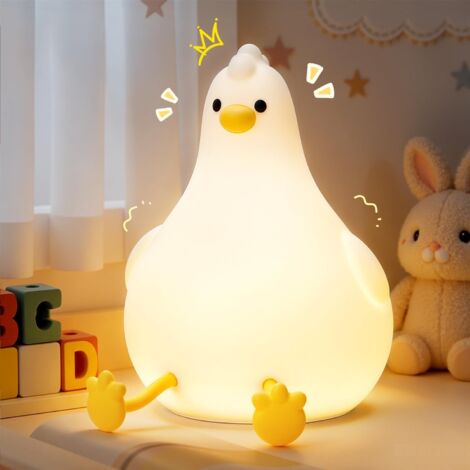 Veilleuse Bébé Tactile avec 6 Couleurs, Veilleuse Enfant LED en Silicone Souple Rechargeable USB 2000mAh, Lampe de Chevet sans Fil Mignonne à Intensité Variable pour Garçons Filles (1/4)