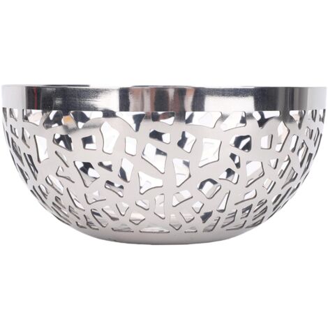 Corbeille à fruits moderne en acier inoxydable - Panier décoratif perforé 20cm - Présentation élégante pour cuisine (1/5)